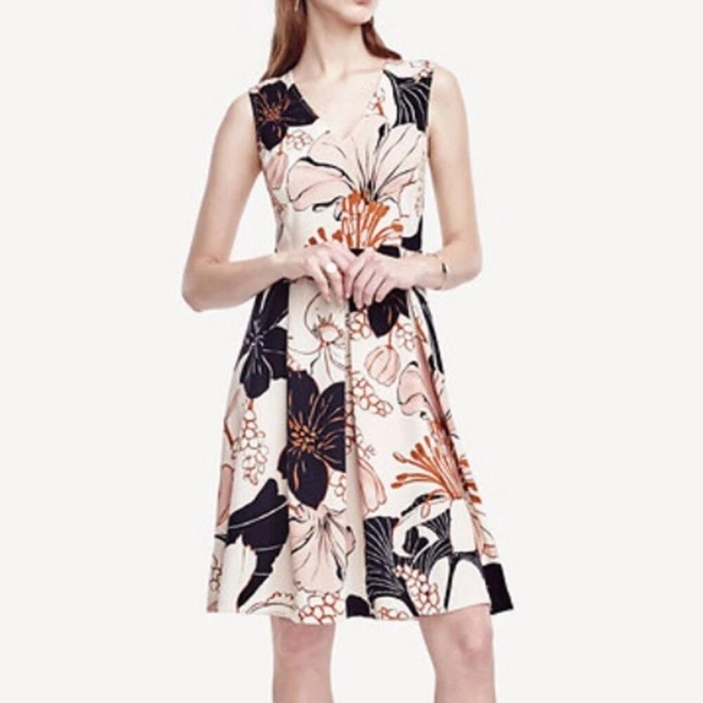 Ann Taylor Blossom Flare Floral Sheath Dress White Blue Pink Sleeveless Dress 6 - Picture 6 of 8